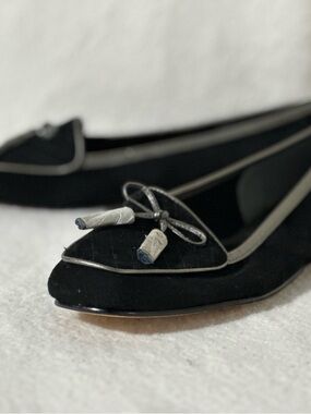 Enzo Angiolini Black Quilted Suede Tassel Loafers. New Without Tags. Size 6.5